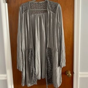 POL Gray Lace Cardigan Large